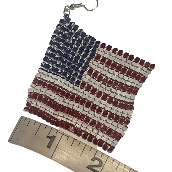USA Flag Earrings Drop Dangle New With Tags - Picture 14 of 16